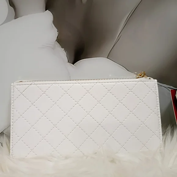 Badgley Mischka White Quilted Clutch - Picture 3 of 4